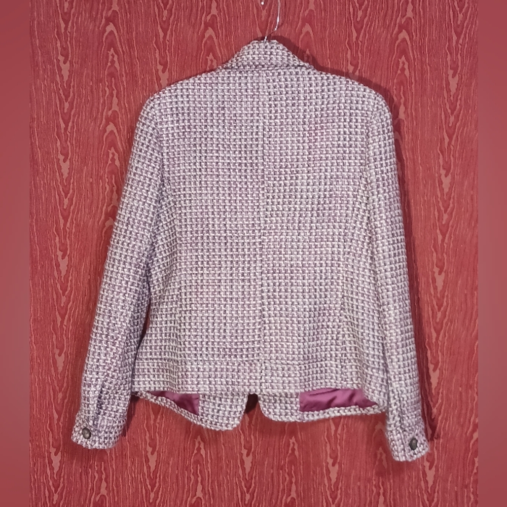 TALBOTS Tweed Long Sleeve Collared Snap Button Blazer Women's Sz 6 NWT - Picture 3 of 13